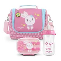 Bolsa Lancheira Necessaire Térmica Infantil Criança Kit Pote Marmita Lanche Garrafa Squeeze Bico Canudo Silicione Trava