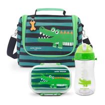 Bolsa Lancheira Necessaire Térmica Infantil Criança Kit Pote Marmita Lanche Garrafa Squeeze Bico Canudo Silicione Trava