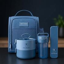 Bolsa Lancheira Necessaire Térmica Marmita Porta Talher Garrafa Kit Prático Para Escritório Academia