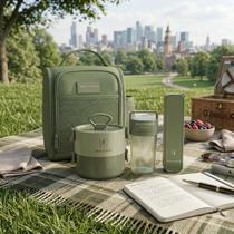 Bolsa Lancheira Necessaire Térmica Marmita Porta Talher Garrafa Kit Prático Para Escritório Academia