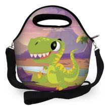 Bolsa Lancheira Térmica Lancheira Escolar Infantil - Dinossauro Verde - Super Oferta