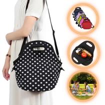 Bolsa Lancheira Térmica Neoprene Adulto Infantil Bola Branca