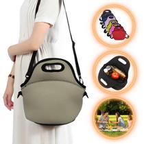 Bolsa Lancheira Térmica Neoprene Adulto Infantil Cor Bege Bolsa Lancheira Térmica Neoprene Adulto Infantil Cor Bege
