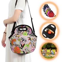 Bolsa Lancheira Térmica Neoprene Adulto Infantil Cor Floral