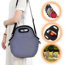 Bolsa Lancheira Térmica Neoprene Adulto Infantil Cor Grafite