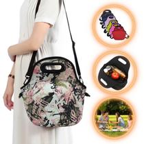 Bolsa Lancheira Térmica Neoprene Adulto Infantil Floral 2 Bolsa Lancheira Térmica Neoprene Adulto Infantil Floral 2