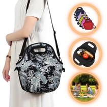 Bolsa Lancheira Térmica Neoprene Adulto Infantil Floral Dark Bolsa Lancheira Térmica Neoprene Adulto Infantil Floral Dark