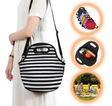 Bolsa Lancheira Térmica Neoprene Adulto Infantil Listrada