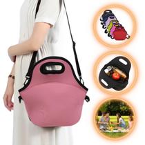 Bolsa Lancheira Térmica Neoprene Adulto Infantil Rosinha