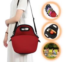 Bolsa Lancheira Térmica Neoprene Adulto Infantil Vermelha Bolsa Lancheira Térmica Neoprene Adulto Infantil Vermelha