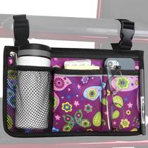 Bolsa lateral para cadeira de rodas HSGEZUOQI Upgrade Flower Purple Butterfly Bolsa lateral para cadeira de rodas HSGEZUOQI Upgrade Flower Purple Butterfly