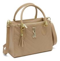 Bolsa Lorena Bordada material ecológico Feminina Forrada Média Bolsa Lorena Bordada material ecológico Feminina Forrada Média