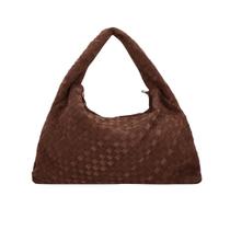 Bolsa Luiza Barcelos Feminina Marrom Café Tressê Camurça - Grande