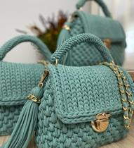 Bolsa Luxo Alice em crochê com fios de malha - Cor Verde - SL MODAS - Slmodas