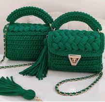 Bolsa Luxo Victoria em crochê com fios de malha - Cor Verde - SL MODAS - Slmodas