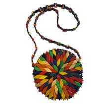 Bolsa Madeira Redonda Porta-Celular Colorida Alça Longa