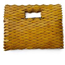 Bolsa Madeira Retangular Amarela Alça Embutida Pequena 26cm Bolsa Madeira Retangular Amarela Alça Embutida Pequena 26cm