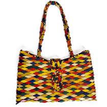 Bolsa Madeira Retangular Corte V Colorida com Fecho 32cm