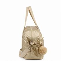 Bolsa Mala de Mão Feminina Grande Metalizada com Alça Viagem Academia Maternidade Chaveiro