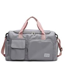 Bolsa Mala De Viagem Academia Multifuncional De Grande Capacidade Cores:Cinza Alca Rosa Bolsa Mala De Viagem Academia Multifuncional De Grande Capacidade Cores:Cinza Alca Rosa