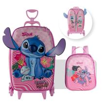 Bolsa Mala Mochila e Lancheira com 3 Rodinhas e Relevo 3D