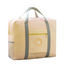 Bolsa Mala Para Viagem Dobrável Impermeável Com Grande Capacidade E Alça De Mão Preto Azul Rosa Claro Bege