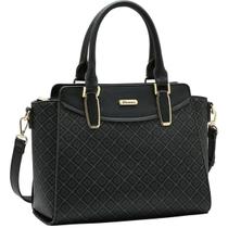 Bolsa Mão e Ombro Chenson Elemento Gráfico Feminina 3485610 Cor:Preto