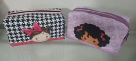 Bolsa maquiagem boneca xadrez