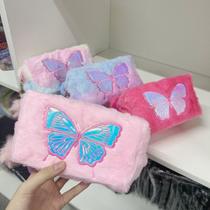 Bolsa Maquiagem Com Design De Gato Fofo Com Pompom Padrão:Borboleta