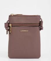 bolsa marrom clara com 3 repartições simples mais bem resistente