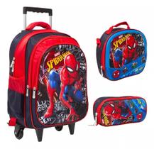 Bolsa Masculina Escolar Carrinho Spider Man Lancheira Estojo