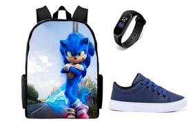 Bolsa Masculina Escolar lançamento Juvenil Com Tenis casual E Relogio Led