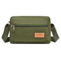 Bolsa Masculina Feminina Transversal Ombro em Lona com Zíper Tiracolo Compacta Multi Compartimentos