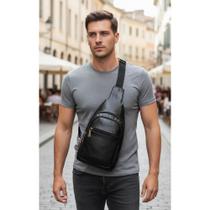 Bolsa Masculina Tiracolo Couro U Embelezada Preta