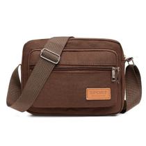 Bolsa Masculina Transversal Lona com Zíper Tiracolo Compacta Multi Compartimentos Bolsa Masculina Transversal Lona com Zíper Tiracolo Compacta Multi Compartimentos
