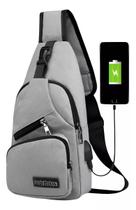 Bolsa Masculina Transversal Pochete de Ombro Moderna com Entrada USB