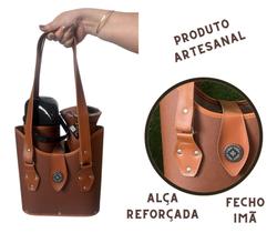 Bolsa/Mateira de Chimarrão Suporte Para Térmica de 1 Litro Cor Caramelo
