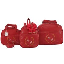 Bolsa maternidade 3 peças borboleta vermelho Bolsa maternidade 3 peças borboleta vermelho