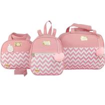 Bolsa maternidade 3 peças chevron menina Bolsa maternidade 3 peças chevron menina