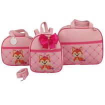 Bolsa maternidade 3 peças raposa rosa