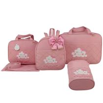 Bolsa maternidade 5 peças nuvem rosa