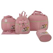 Bolsa maternidade 5 peças safari baby rosa
