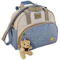 Bolsa Maternidade Bebe Jeans Média Enxoval + Ursinho