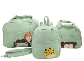 Bolsa maternidade bebê kit 3 peças Safari Verde impermeável Bolsa maternidade bebê kit 3 peças Safari Verde impermeável