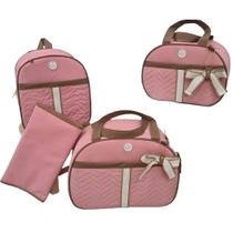 Bolsa maternidade bebê kit 4 peças Trocador Rosa impermeável