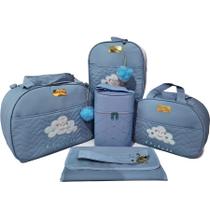 Bolsa maternidade bebê kit 5 peças nuvem Azul impermeável - Shoppingnet