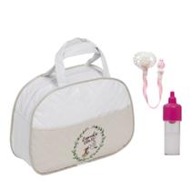 Bolsa Maternidade Bege c Mamadeira+Chupeta p Boneca Reborn