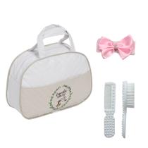 Bolsa Maternidade Bege c Pentinho+Escovinha p Boneca Reborn