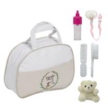 Bolsa Maternidade Bege com Pente e Escova Enfeitada p Bebê Bolsa Maternidade Bege com Pente e Escova Enfeitada p Bebê
