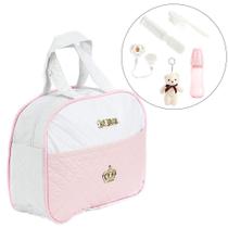 Bolsa Maternidade com 06 Acessórios Rosa Personalizada Mães